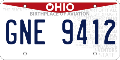 OH license plate GNE9412