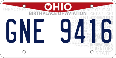 OH license plate GNE9416