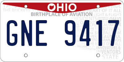 OH license plate GNE9417