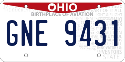 OH license plate GNE9431