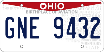 OH license plate GNE9432