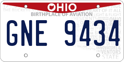 OH license plate GNE9434