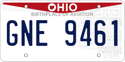 OH license plate GNE9461