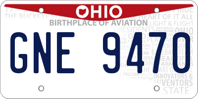OH license plate GNE9470