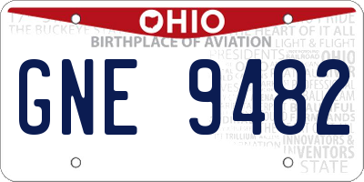 OH license plate GNE9482