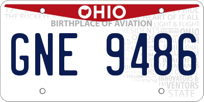OH license plate GNE9486