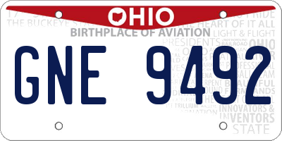 OH license plate GNE9492