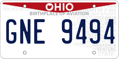 OH license plate GNE9494