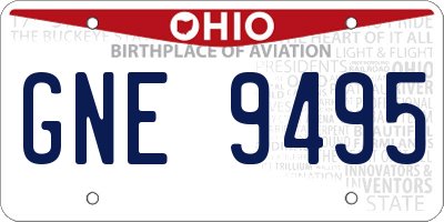 OH license plate GNE9495