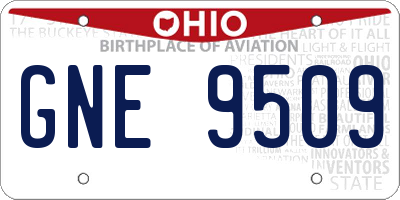 OH license plate GNE9509