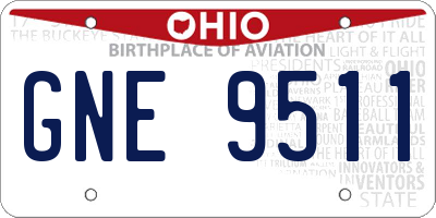 OH license plate GNE9511