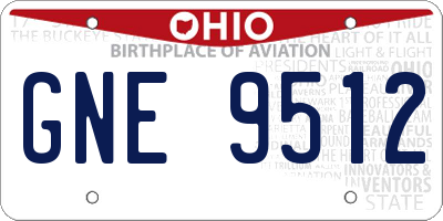 OH license plate GNE9512