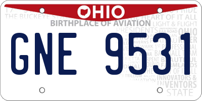OH license plate GNE9531