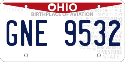 OH license plate GNE9532