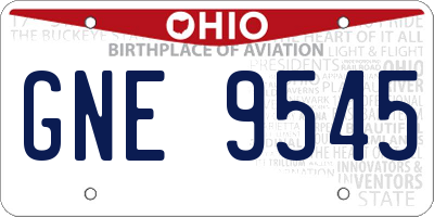 OH license plate GNE9545