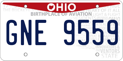 OH license plate GNE9559