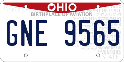 OH license plate GNE9565