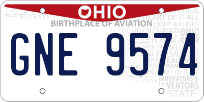 OH license plate GNE9574