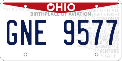 OH license plate GNE9577