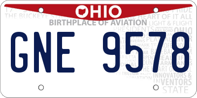 OH license plate GNE9578