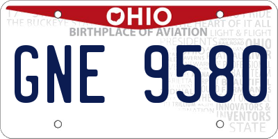 OH license plate GNE9580