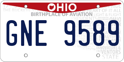 OH license plate GNE9589