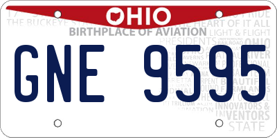 OH license plate GNE9595