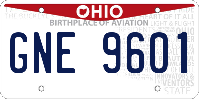 OH license plate GNE9601