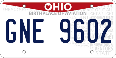 OH license plate GNE9602