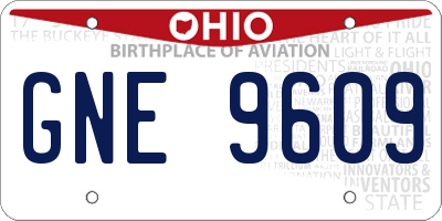 OH license plate GNE9609