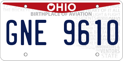 OH license plate GNE9610