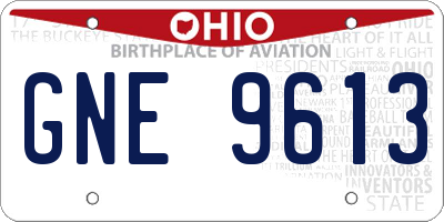 OH license plate GNE9613