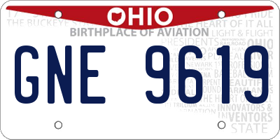 OH license plate GNE9619