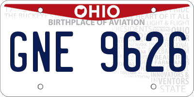 OH license plate GNE9626