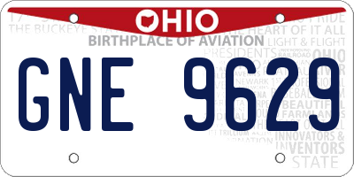 OH license plate GNE9629