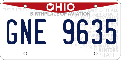 OH license plate GNE9635