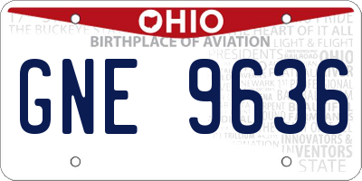 OH license plate GNE9636