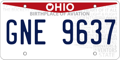 OH license plate GNE9637