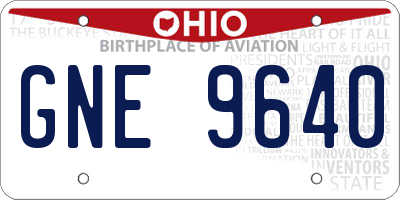 OH license plate GNE9640