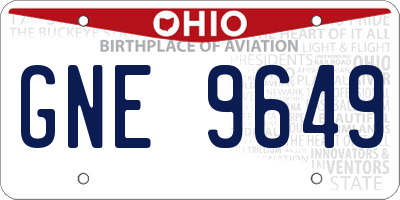 OH license plate GNE9649
