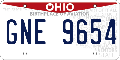 OH license plate GNE9654