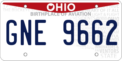 OH license plate GNE9662