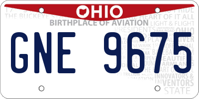 OH license plate GNE9675