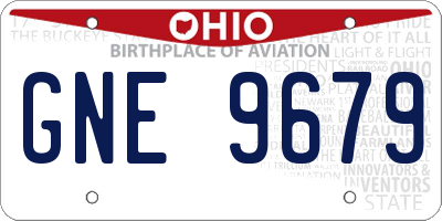 OH license plate GNE9679