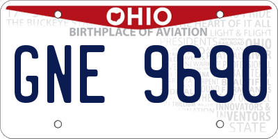 OH license plate GNE9690