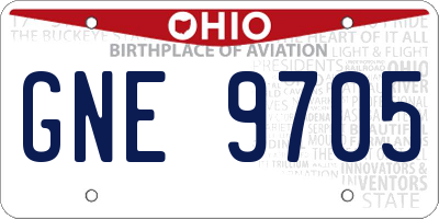 OH license plate GNE9705