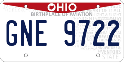 OH license plate GNE9722