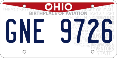 OH license plate GNE9726