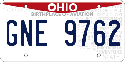 OH license plate GNE9762