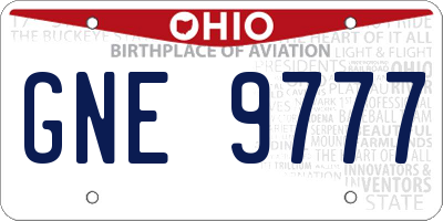 OH license plate GNE9777